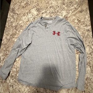 Under Armour Gray Long Sleeve Shirt with Red Logo